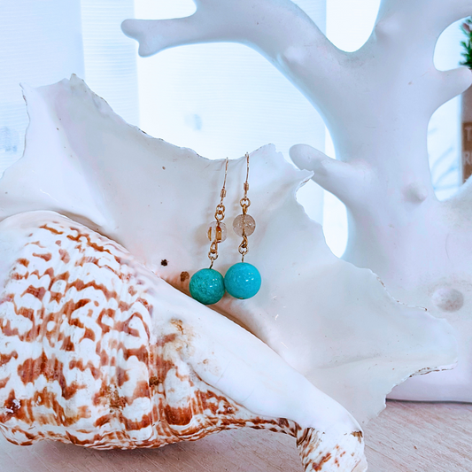 🌊 海と太陽をまとって、自分らしく輝く。 — アマゾナイト × シトリン ピアス —