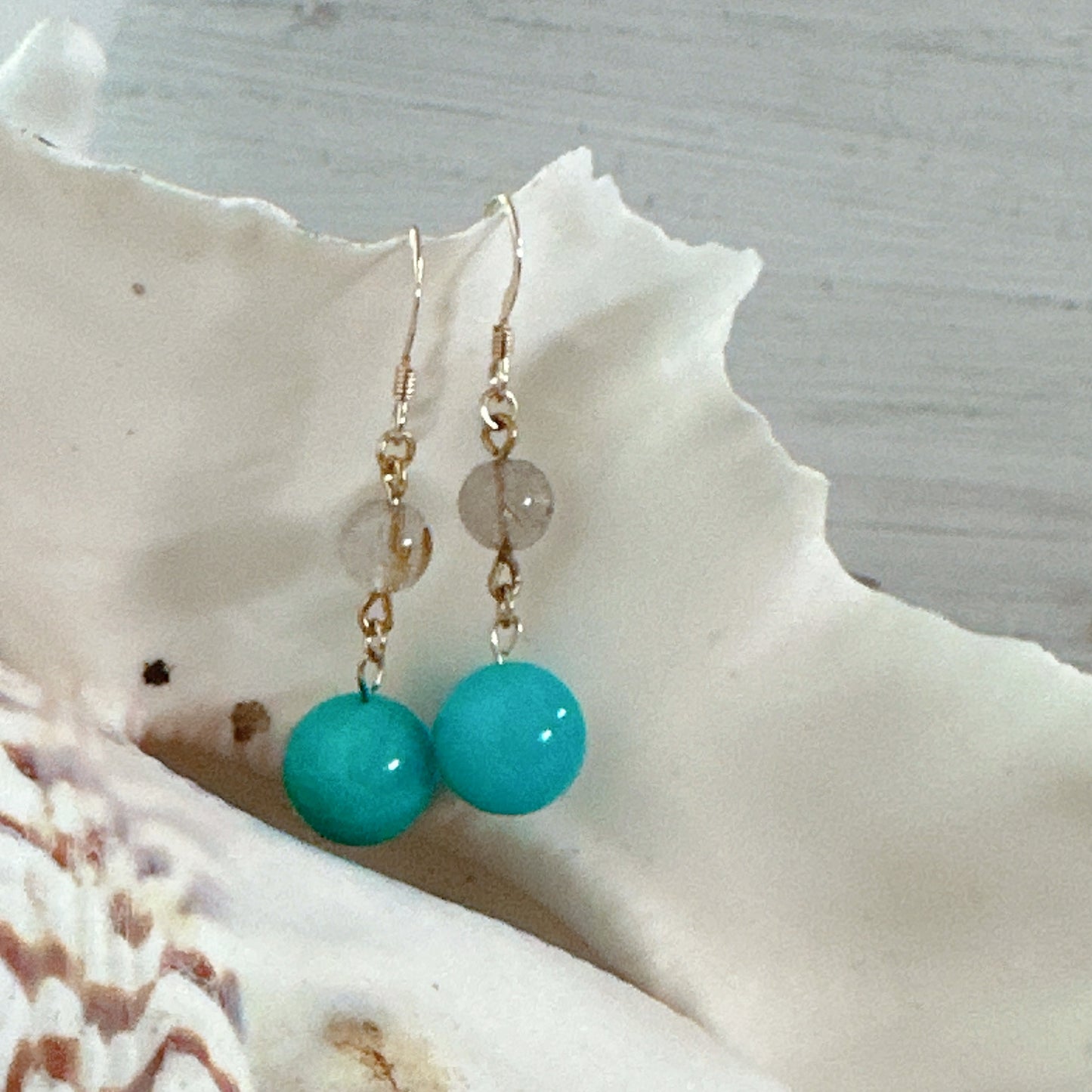 🌊 海と太陽をまとって、自分らしく輝く。 — アマゾナイト × シトリン ピアス —